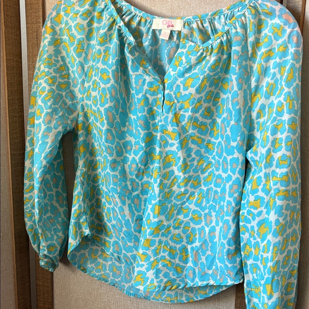 GB Girls Vibrant Blue and Yellow Children’s Blouse Small